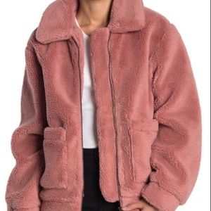 Elodie Mauve Faux Shearling Teddy Zip Jacket